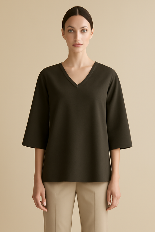 Cove Long-Sleeve Organic V-Neck Blouse