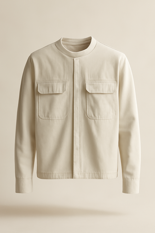 Solstice Point-Collar Cotton Utility Shirt