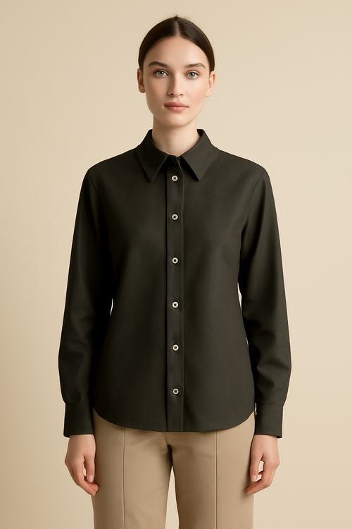 Terra Cropped Linen Classic Blouse