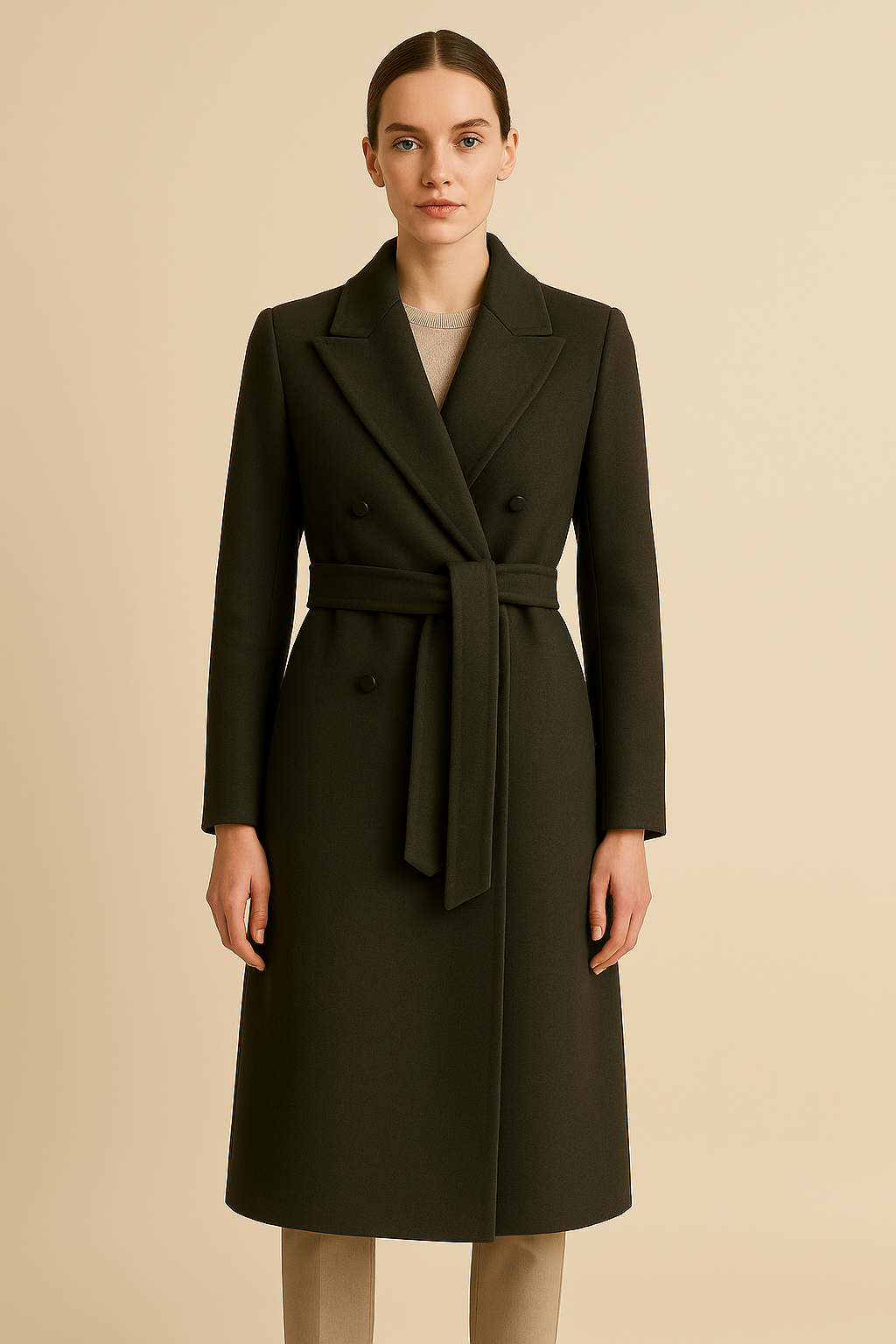 Aegean Belted Wool Trench Coat