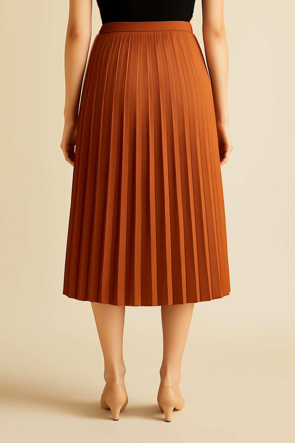 Aegean Button-Front Tencel Pleated Skirt