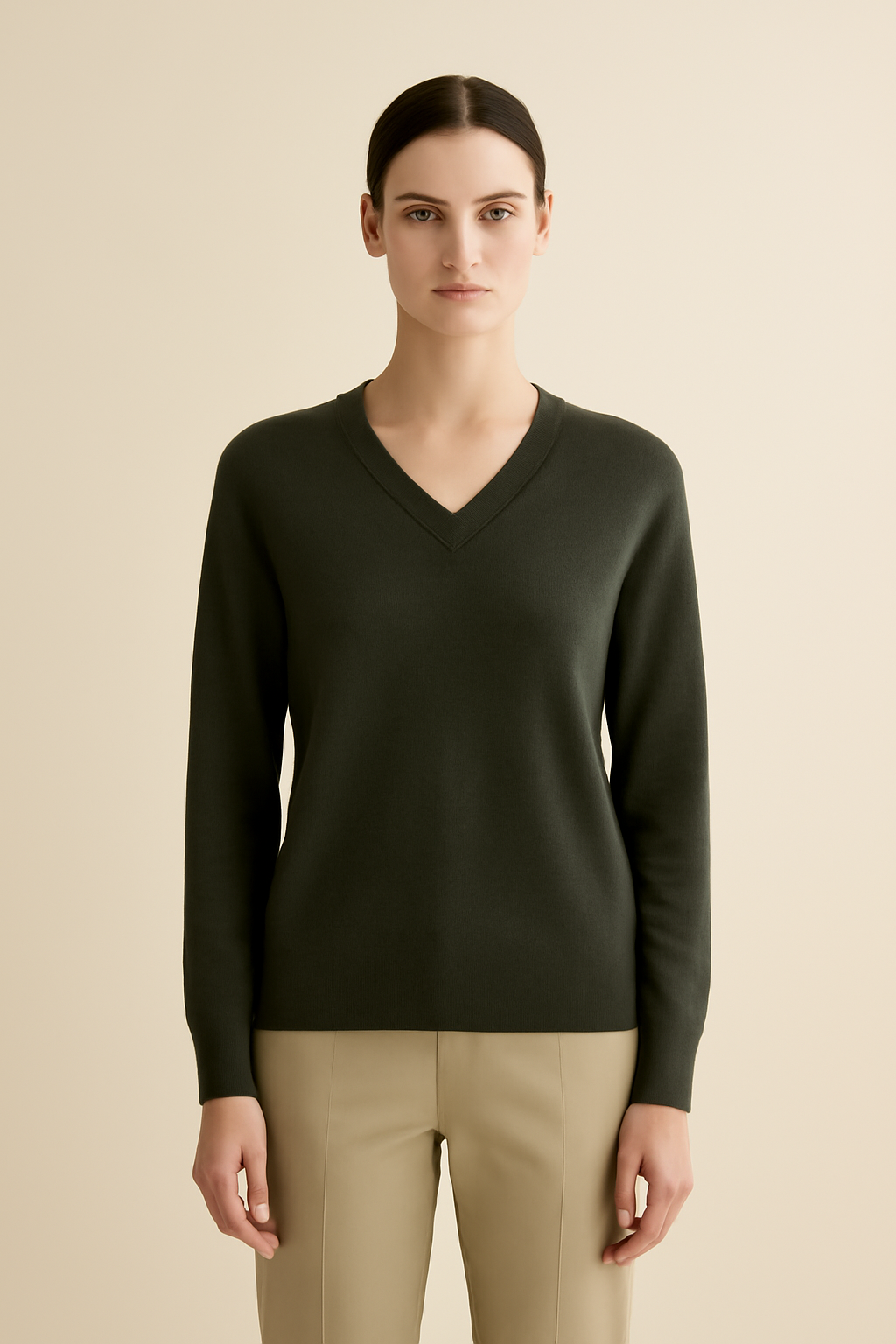Aegean Cable-Knit Wool V-Neck Sweater