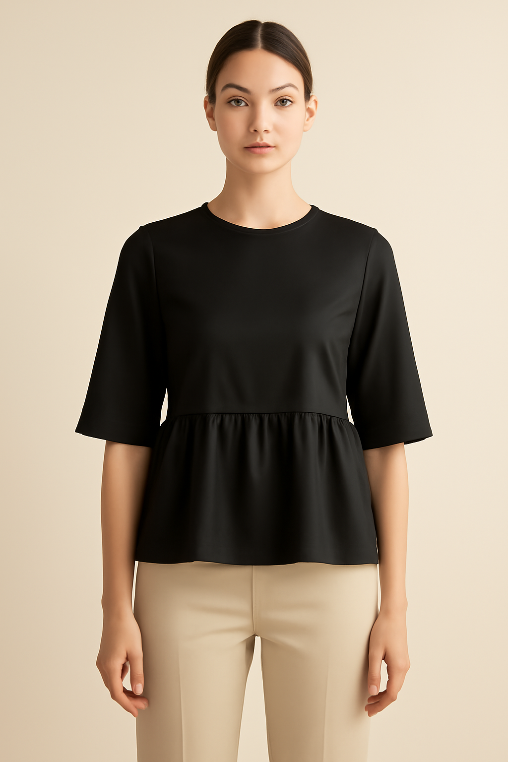 Aegean Cropped Viscose Flounce Blouse