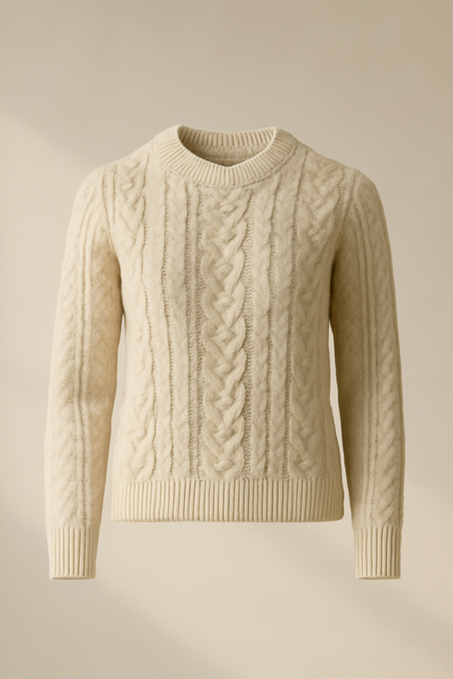 Aegean Fine-Gauge Wool Cable-Knit Sweater