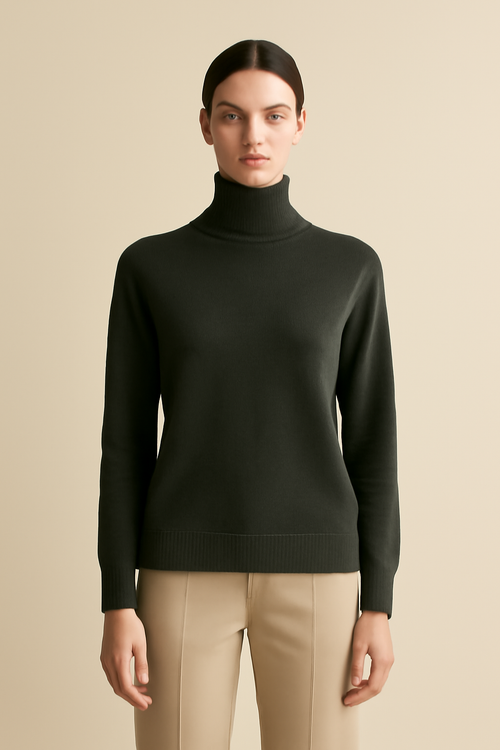 Aegean Ribbed Wool Turtleneck Sweater