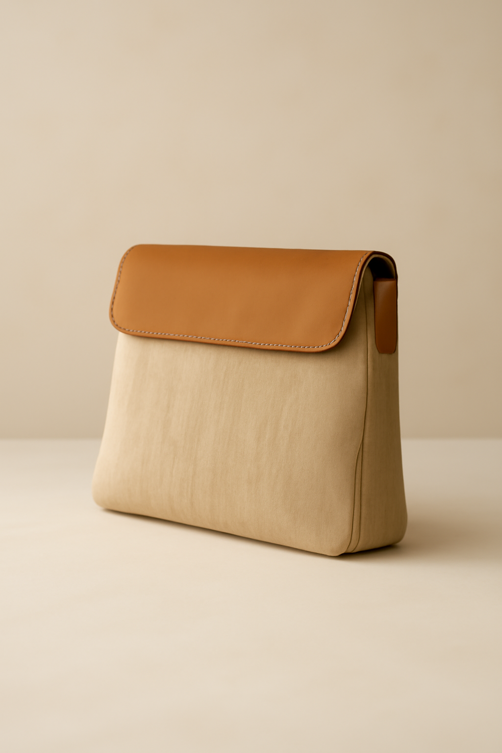 Aegean Zip-Top Linen Leather Clutch