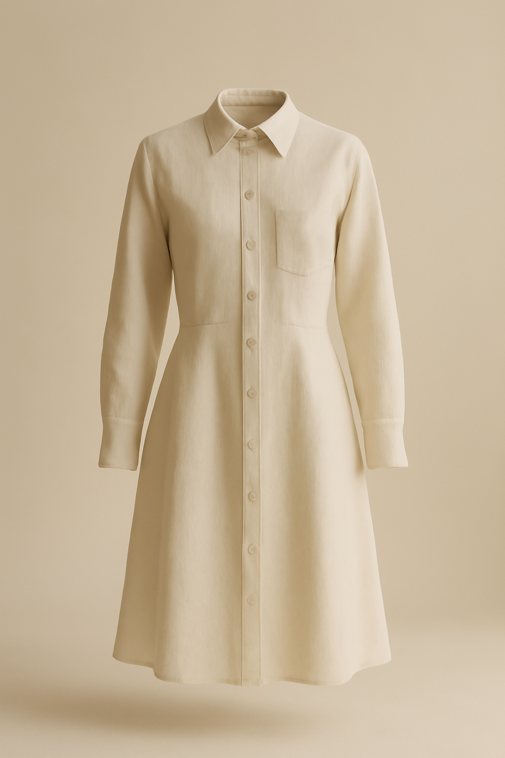 Alacati Square-Neck Linen Shirt Dress