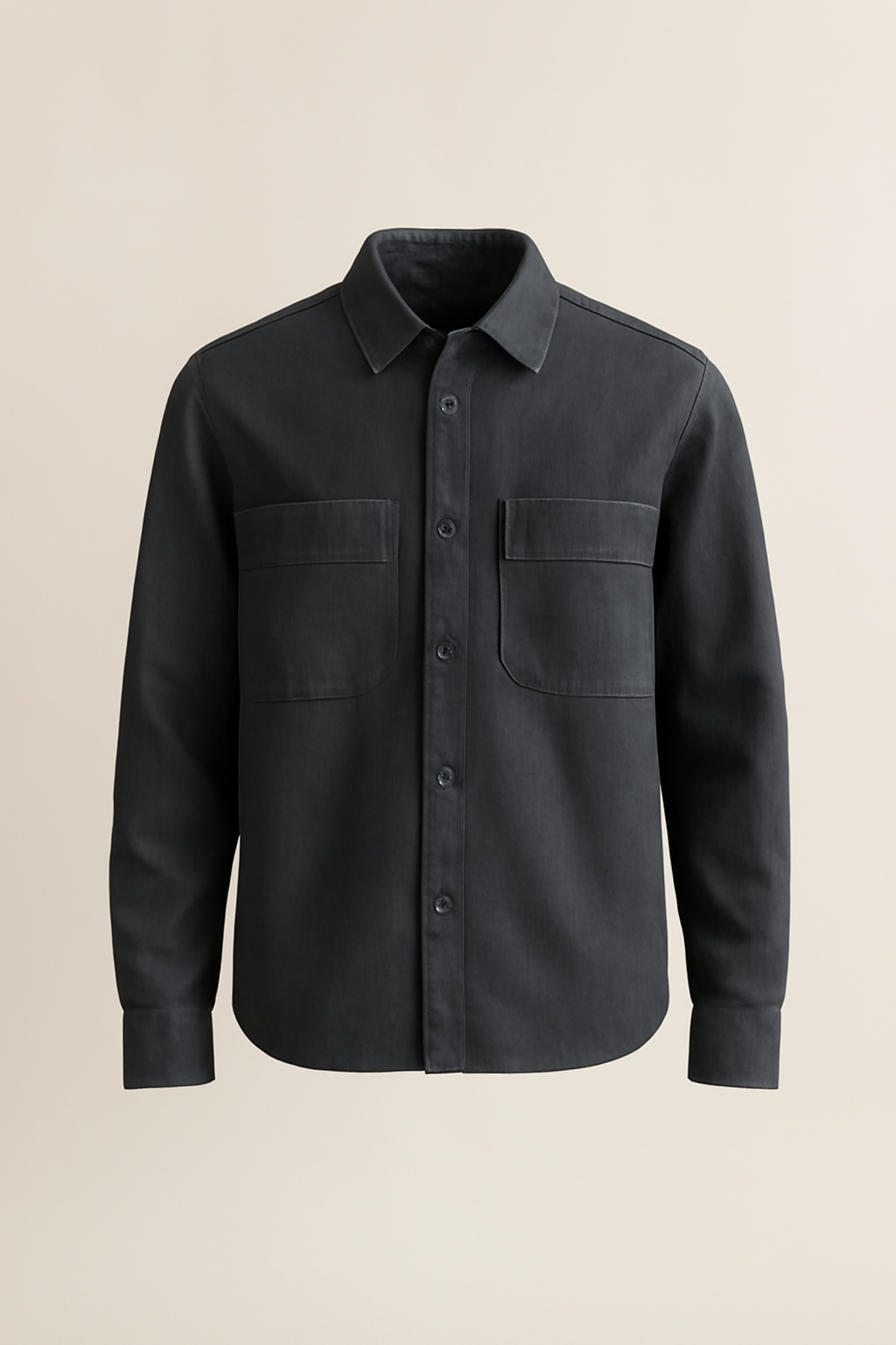 Azure Band-Collar Organic Utility Shirt