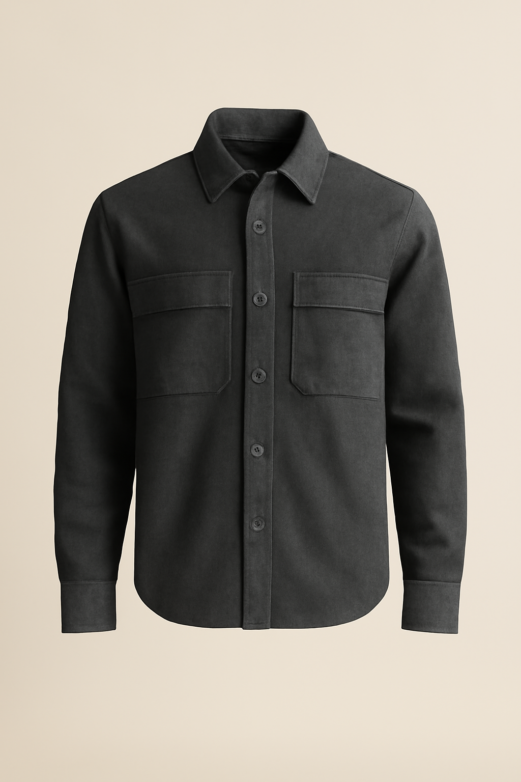 Azure Band-Collar Organic Utility Shirt