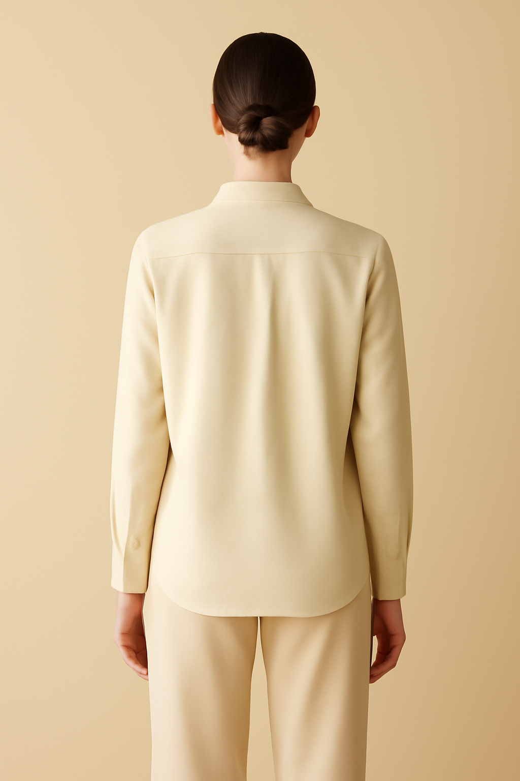 Azure Band-Collar Linen Utility Shirt