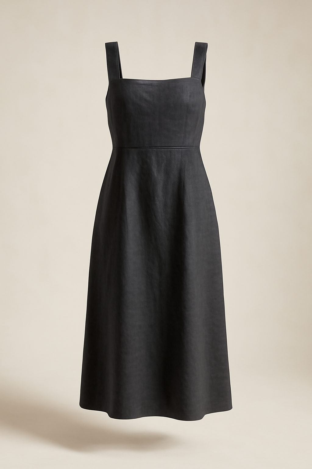 Azure Boat-Neck Linen Midi Dress