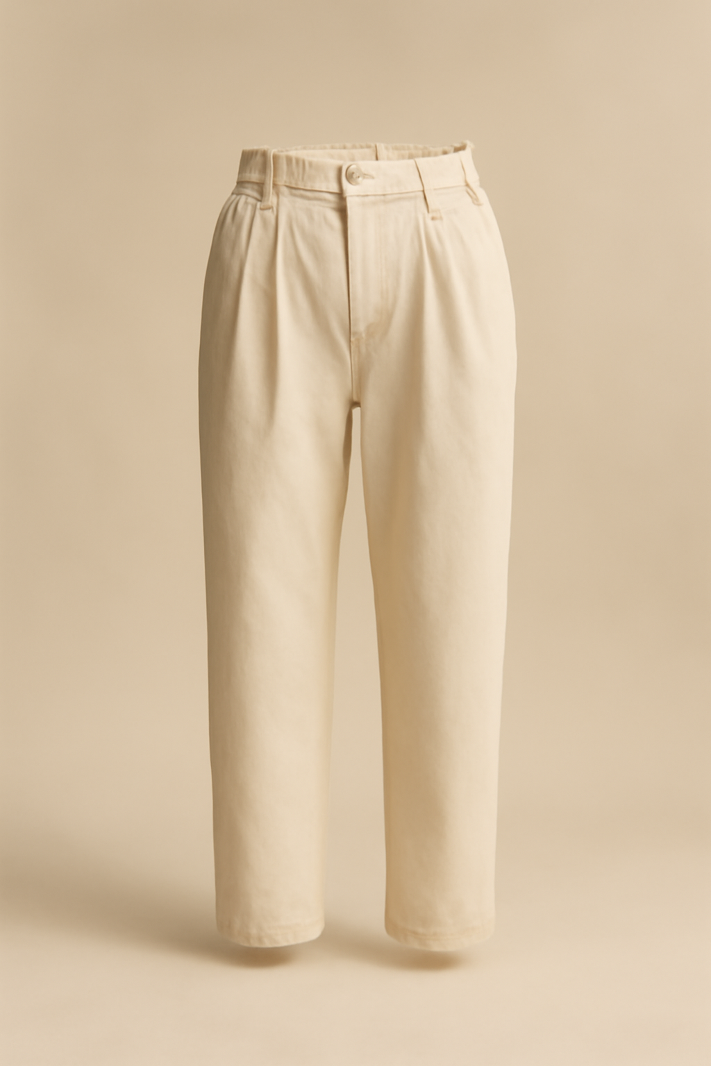 Azure Cropped Cotton Pleated Trousers
