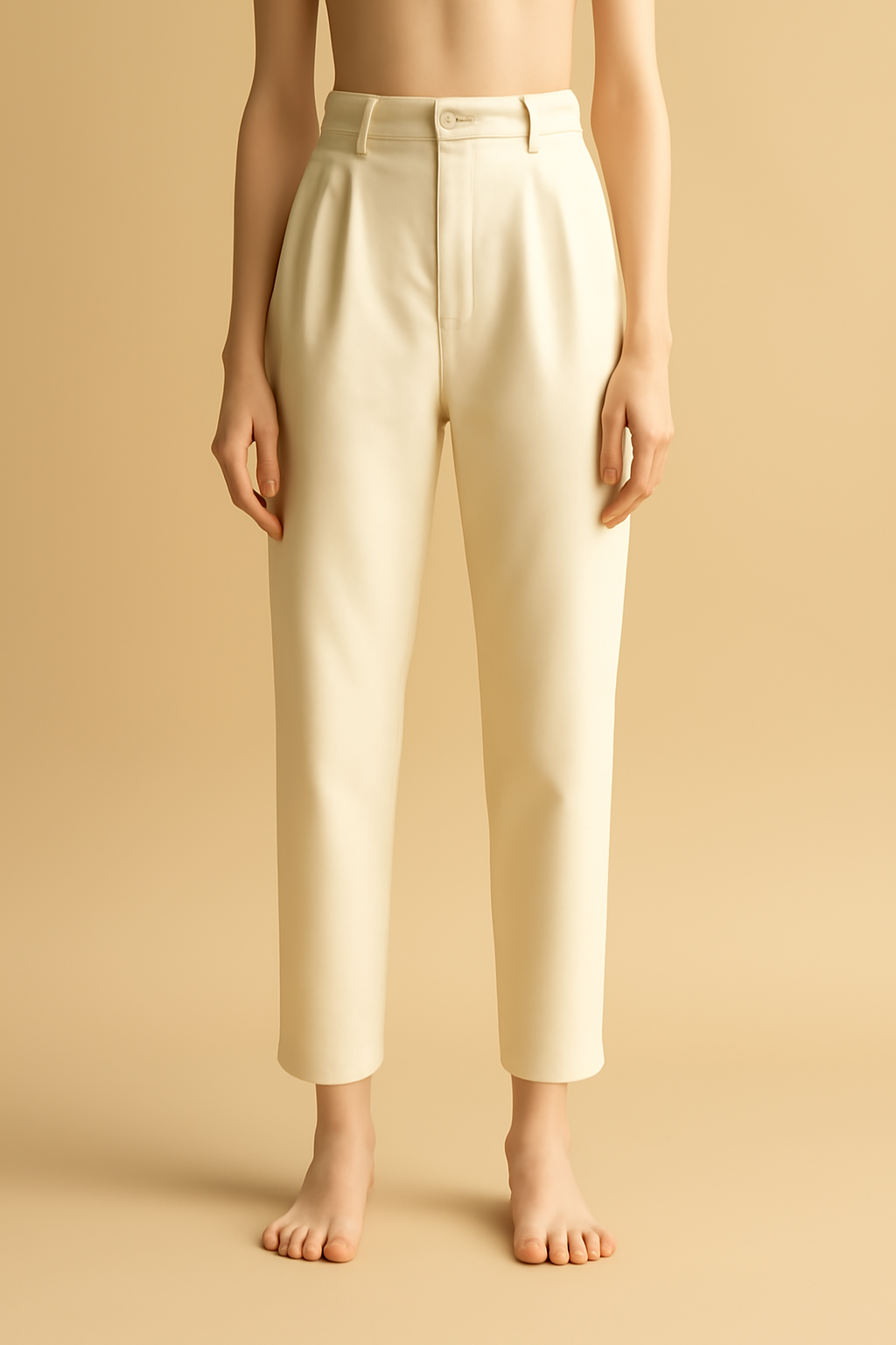 Azure Cropped Cotton Pleated Trousers