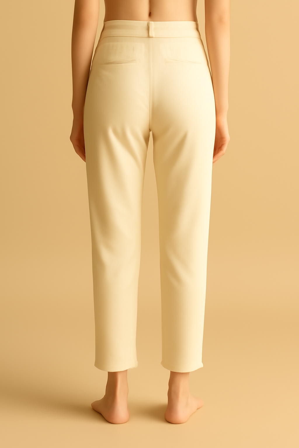Azure Cropped Cotton Pleated Trousers