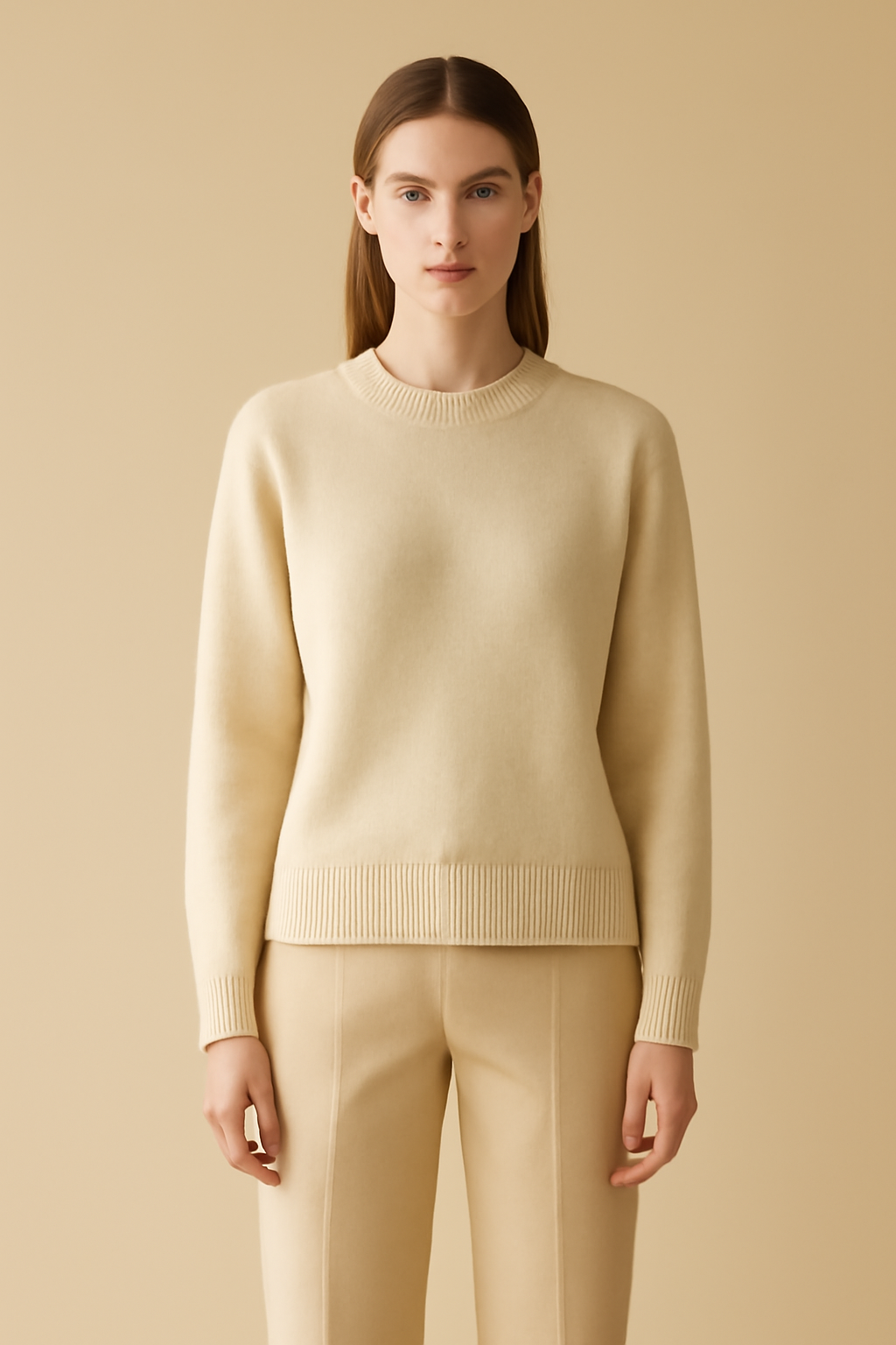 Azure Fine-Gauge Wool Crewneck Sweater