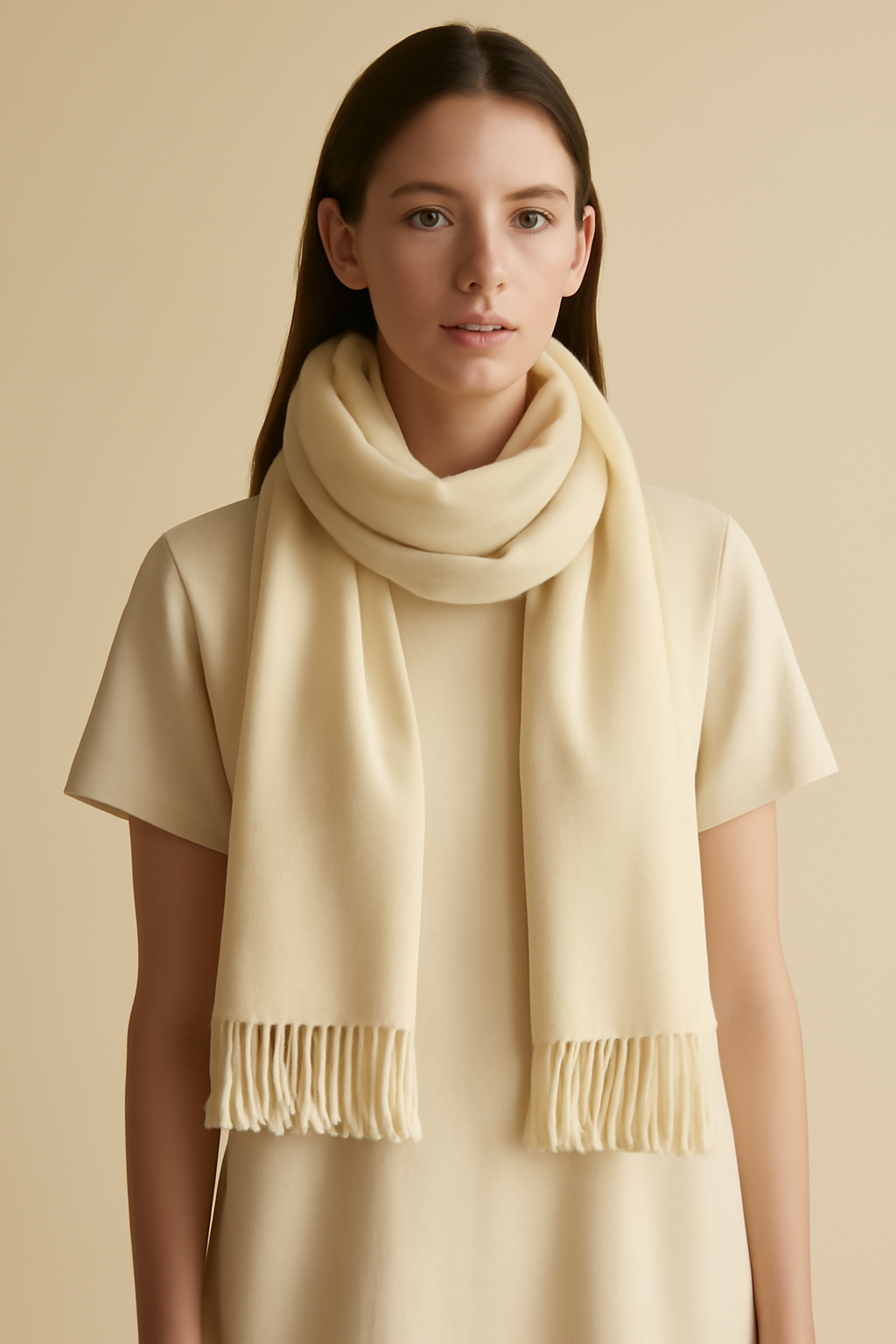 Azure Fringed Cotton Scarf