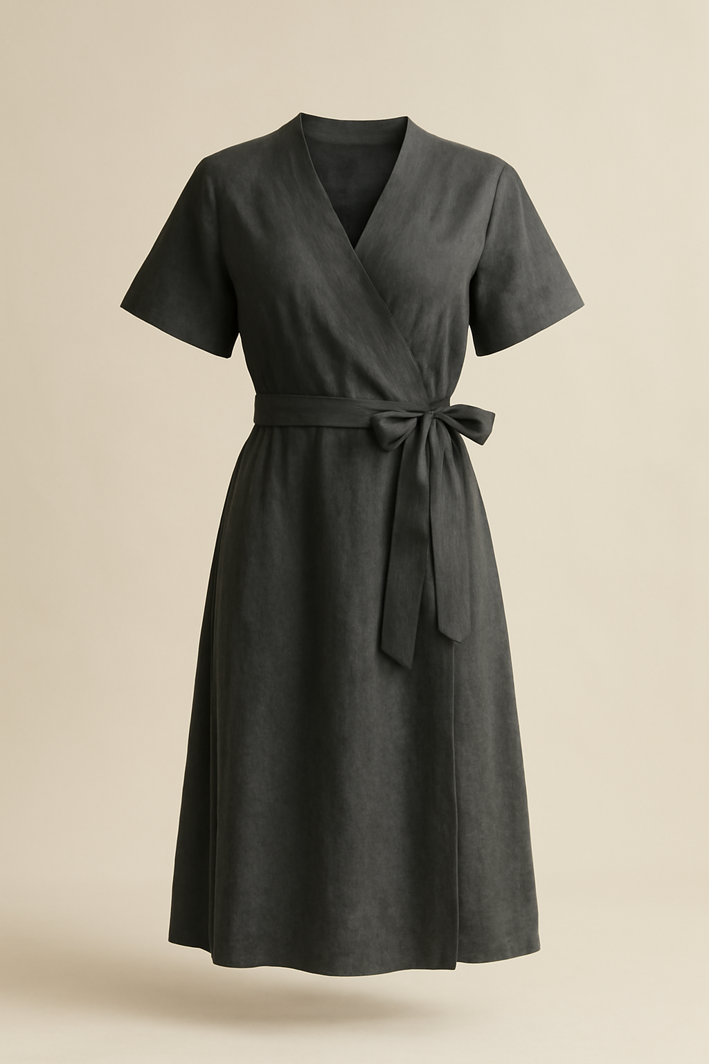 Azure Halterneck Linen Wrap Dress