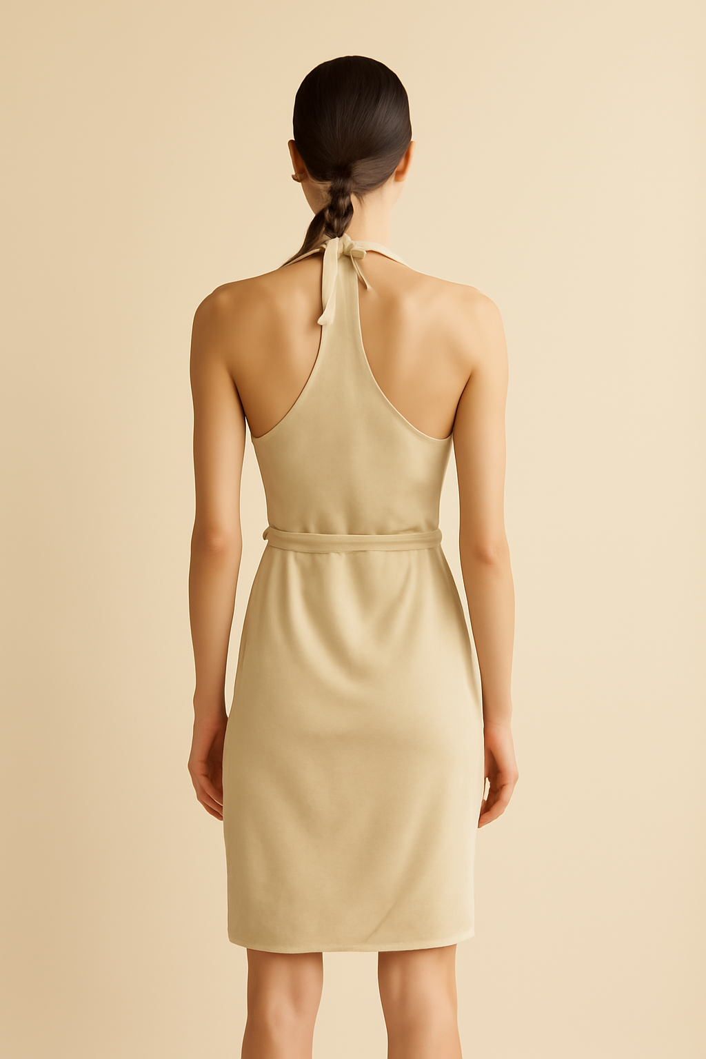 Azure Halterneck Linen Wrap Dress