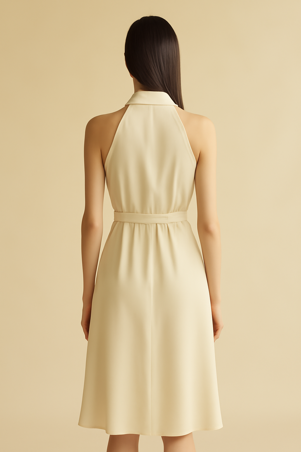 Azure Halterneck Viscose Shirt Dress