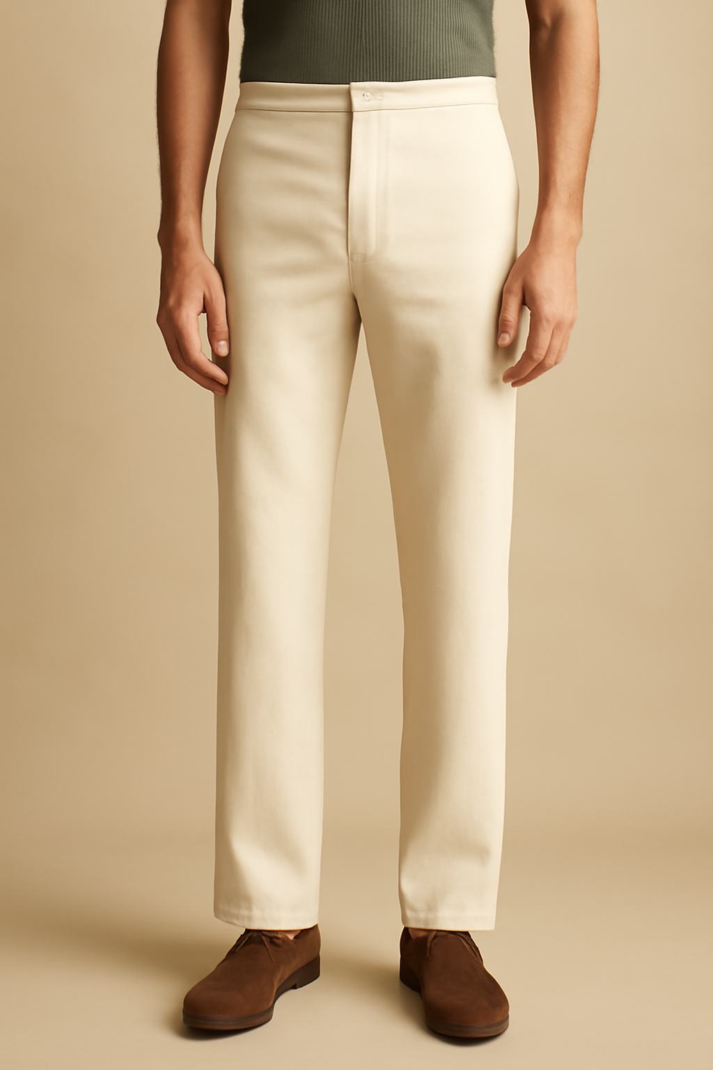 Azure Mid-Rise Linen Wide-Leg Trousers
