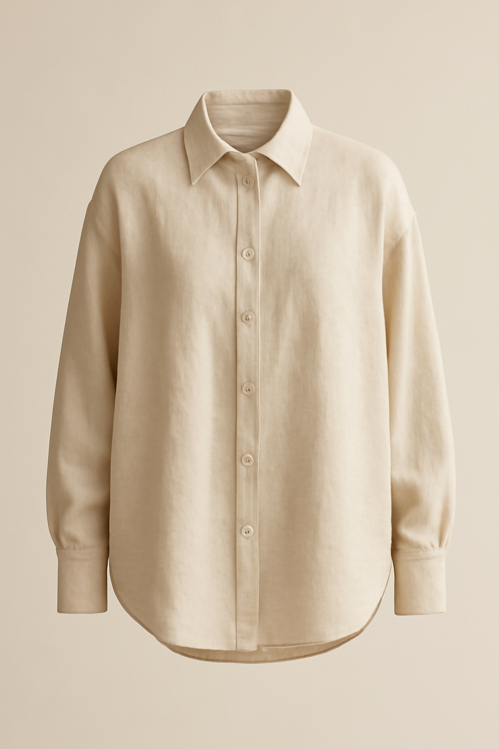 Azure Point-Collar Linen Oversize Shirt
