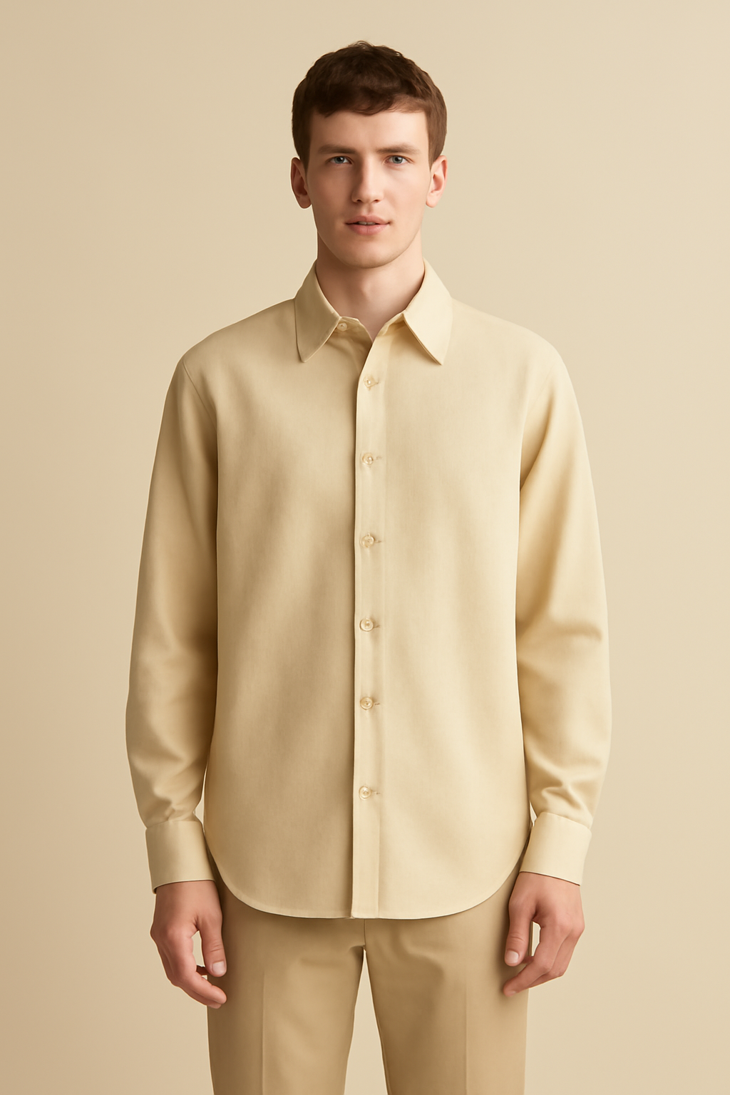 Azure Point-Collar Linen Oversize Shirt