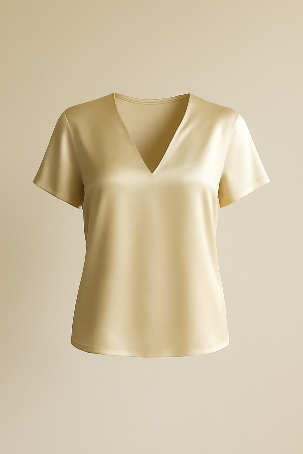 Azure Puff-Sleeve Viscose V-Neck Blouse