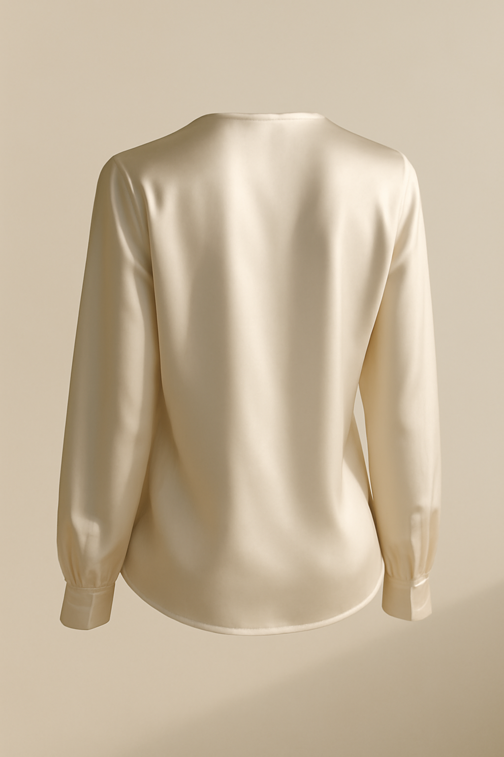 Azure Puff-Sleeve Viscose V-Neck Blouse