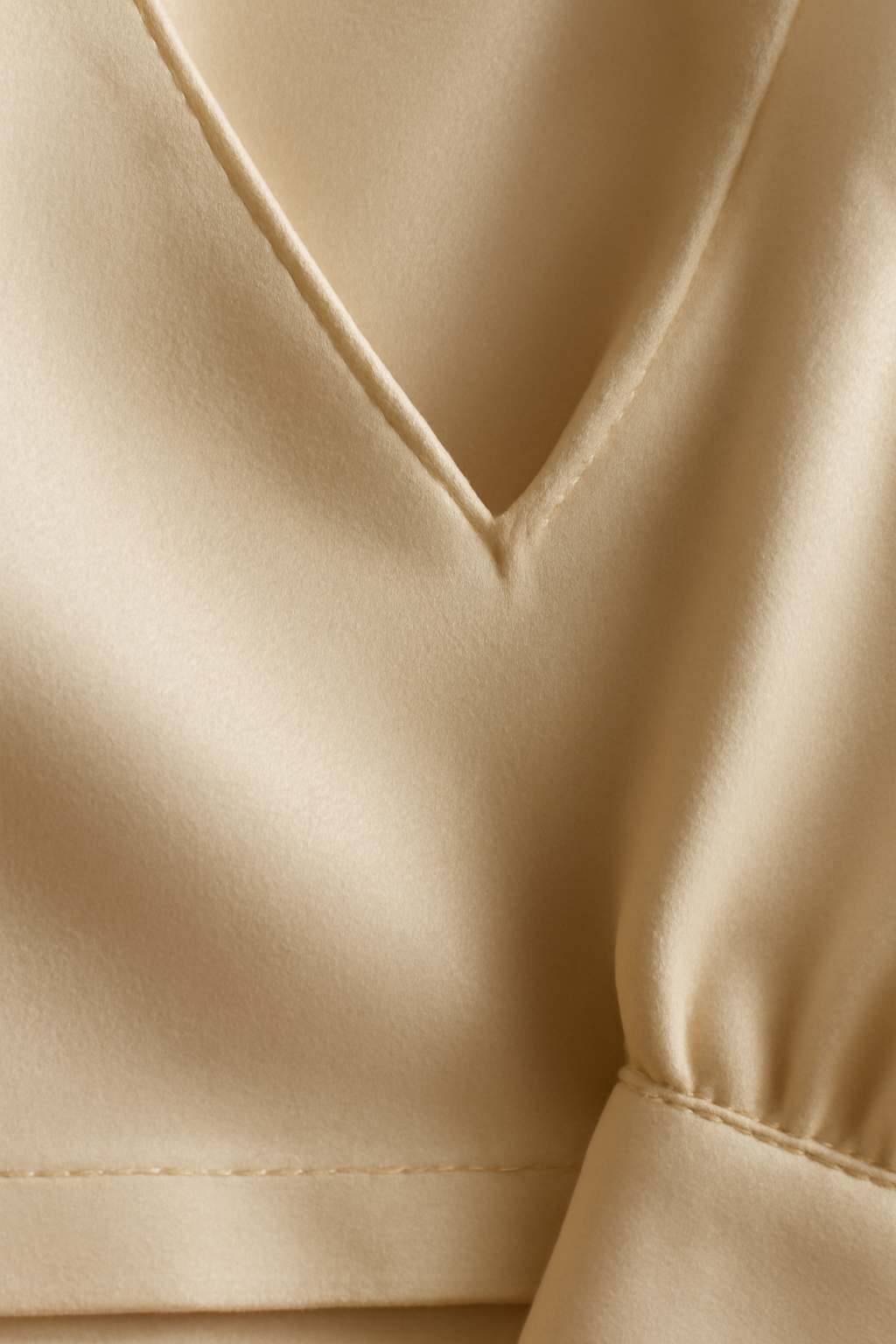 Azure Puff-Sleeve Viscose V-Neck Blouse