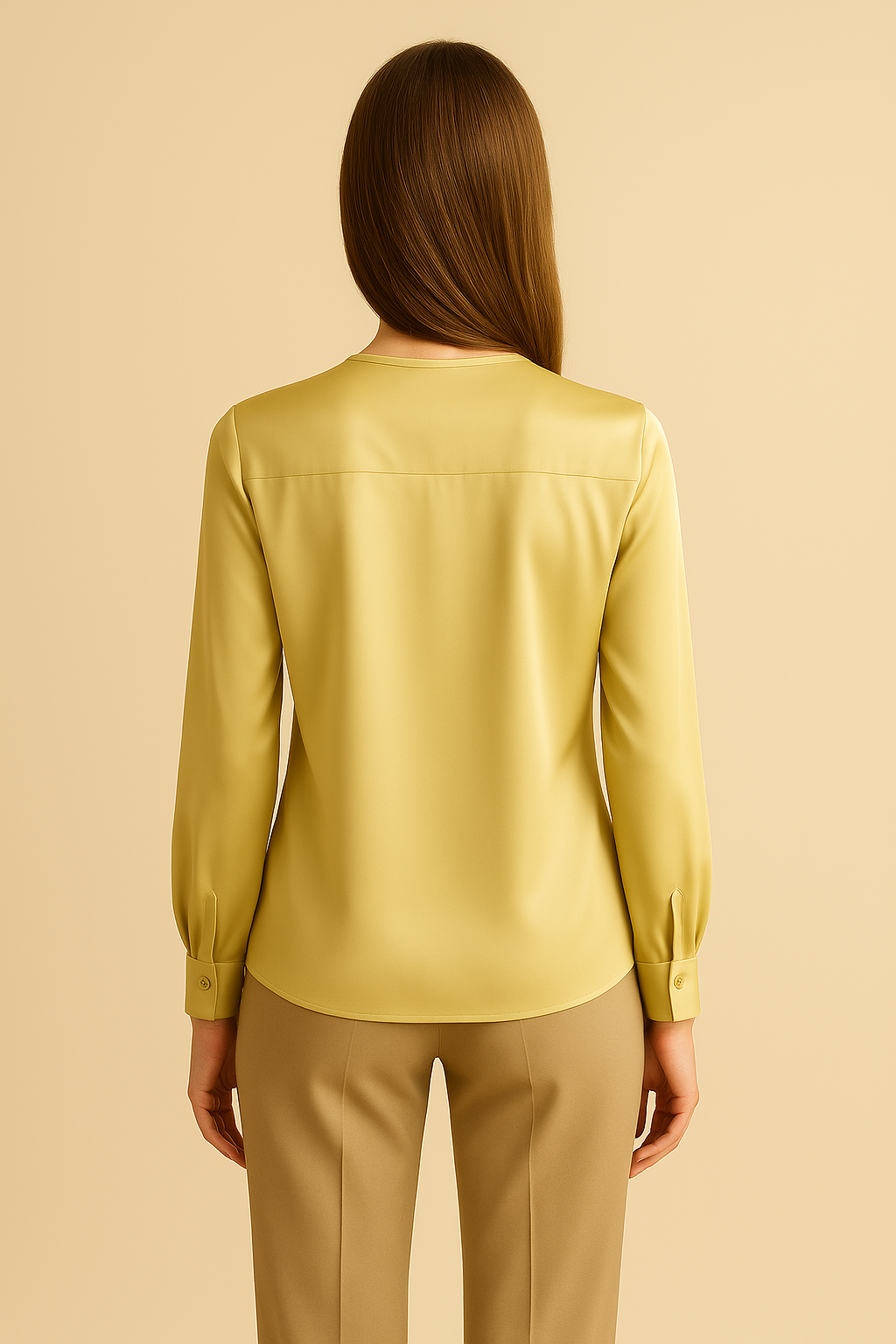 Azure Puff-Sleeve Viscose V-Neck Blouse