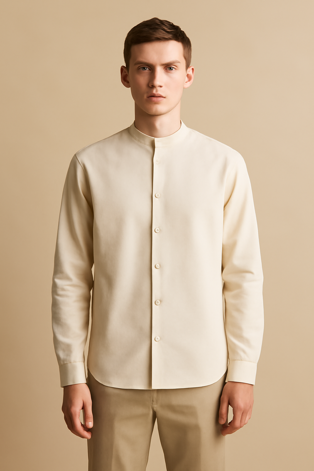 Cascais Band-Collar Linen Classic Shirt