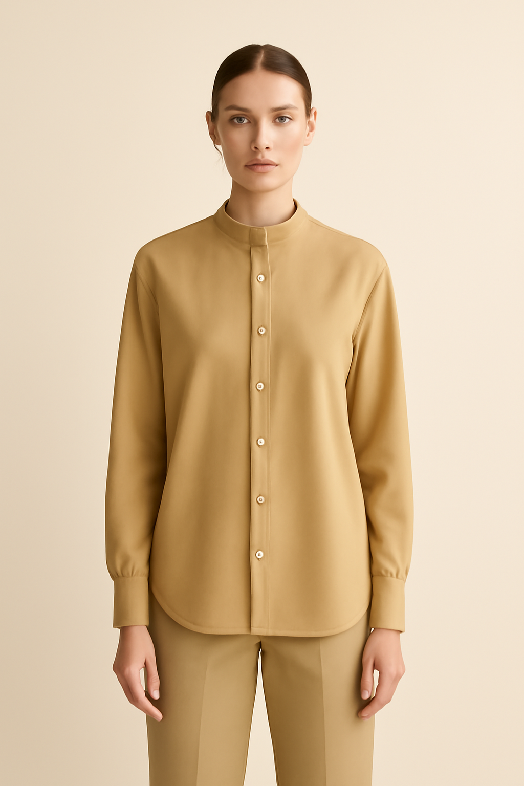 Cascais Band-Collar Linen Everyday Shirt