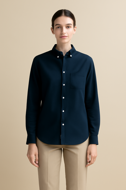 Cascais Band-Collar Organic Everyday Shirt
