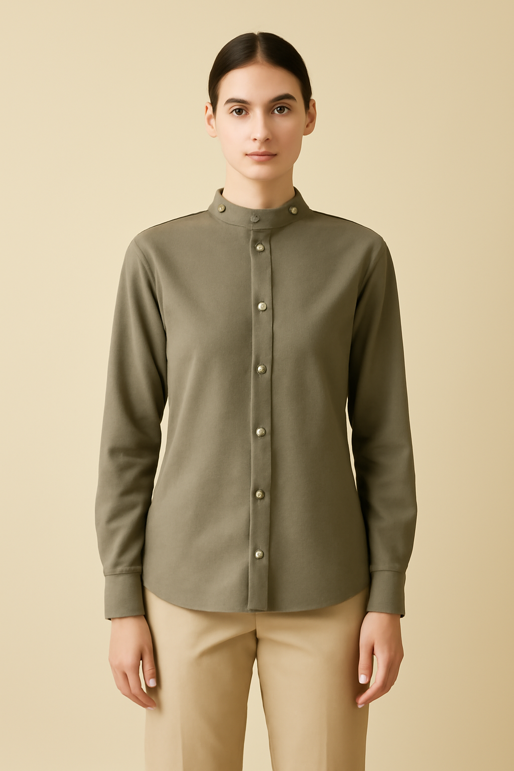 Cascais Band-Collar Washed Linen Everyday Shirt