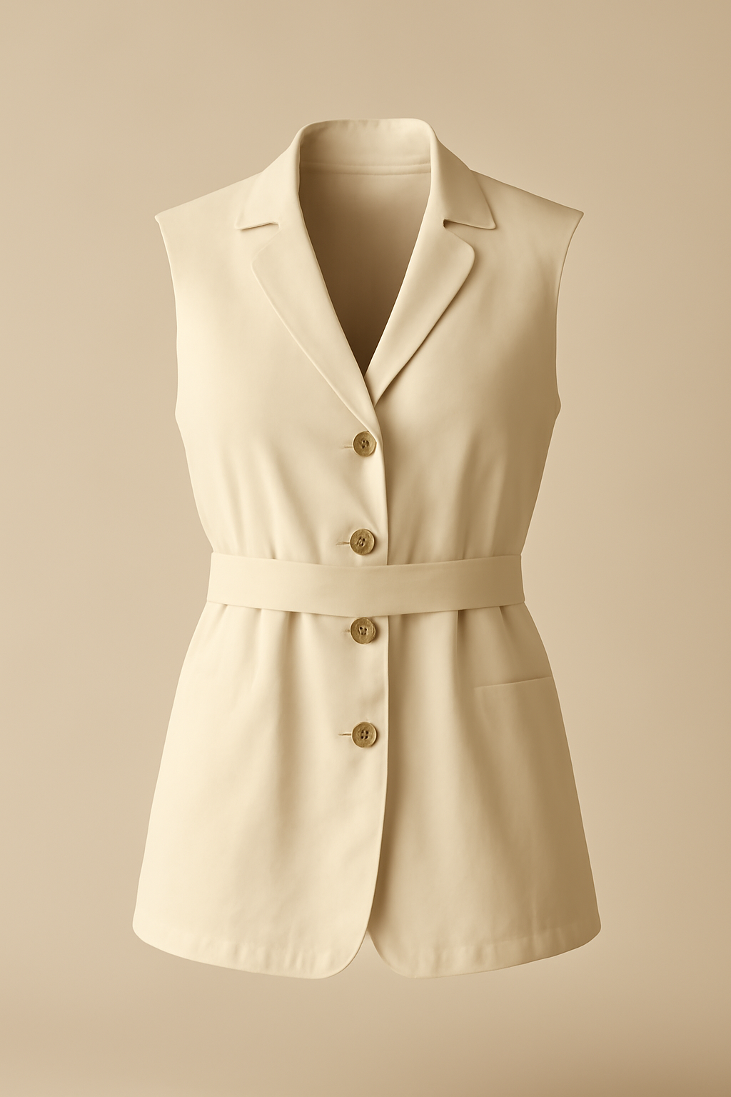 Cascais Belted Gabardine Vest