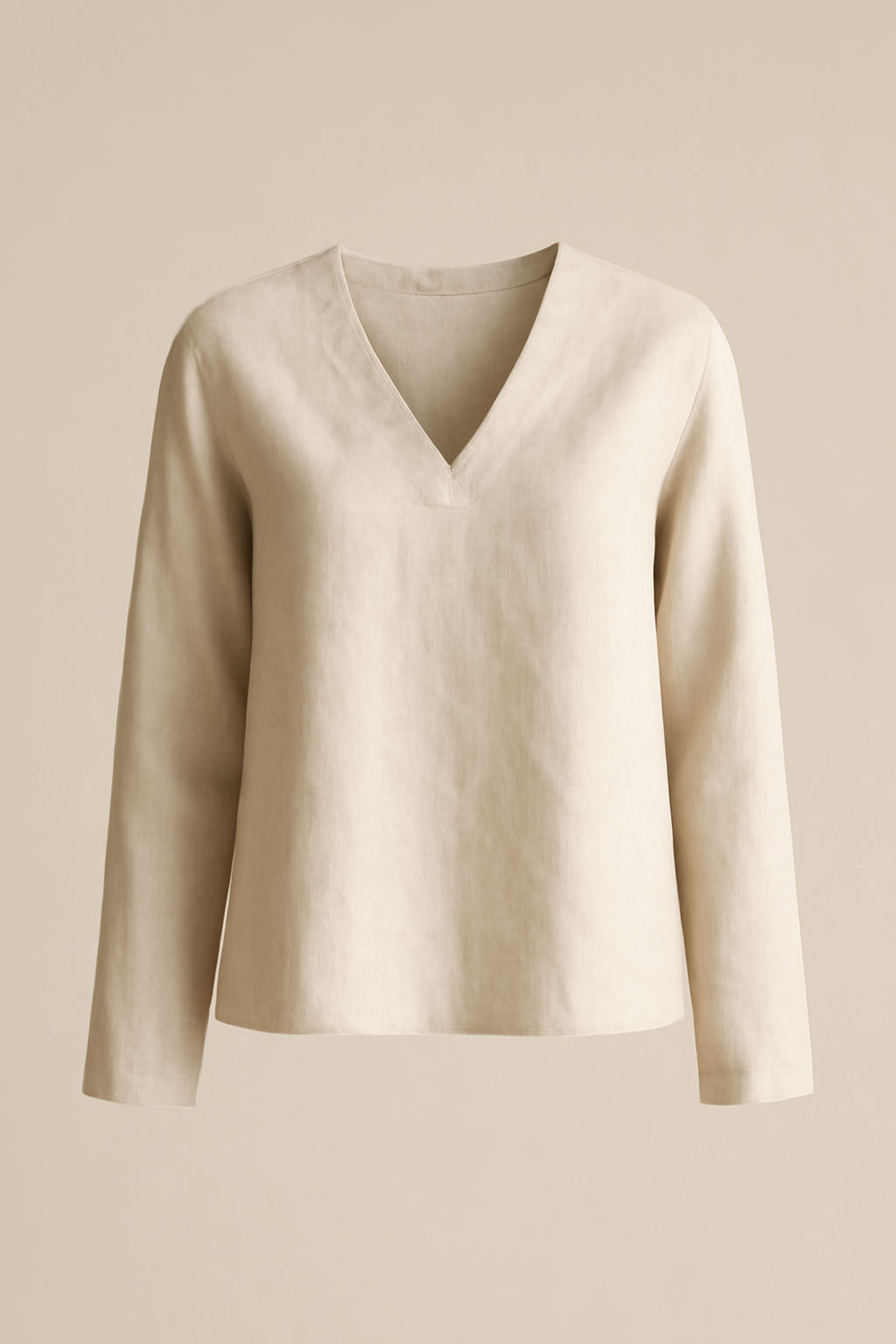 Cascais Cropped Linen V-Neck Blouse