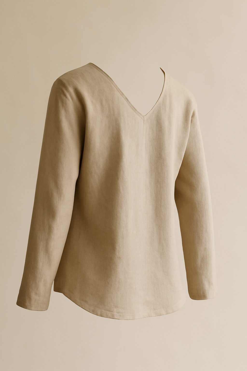 Cascais Cropped Linen V-Neck Blouse