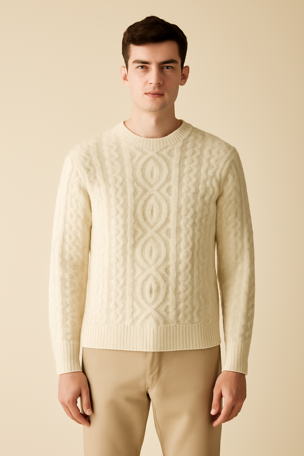 Coastal Chunky Wool Cable-Knit Sweater