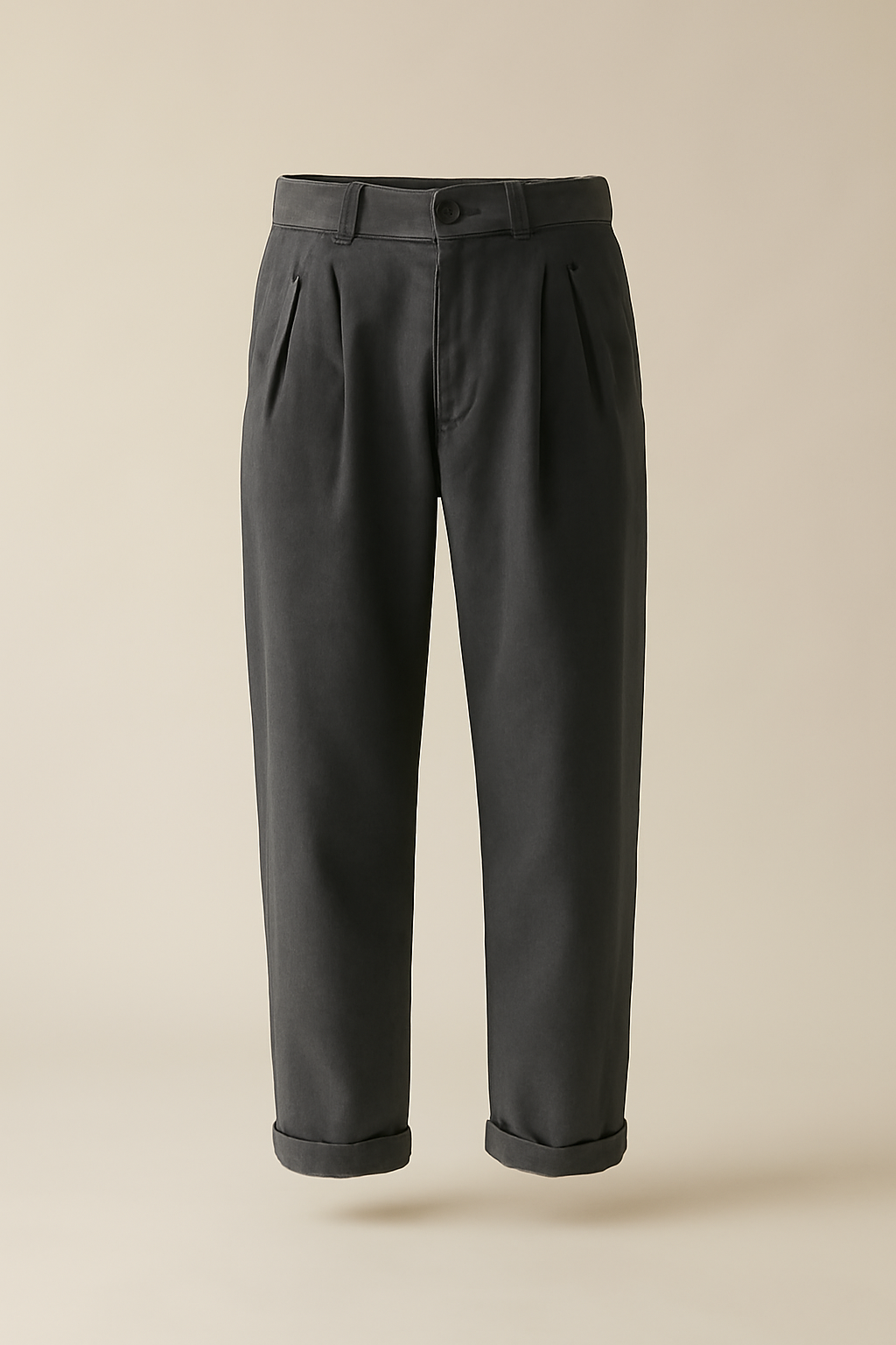 Coastal Cropped Organic Pleated Trousers