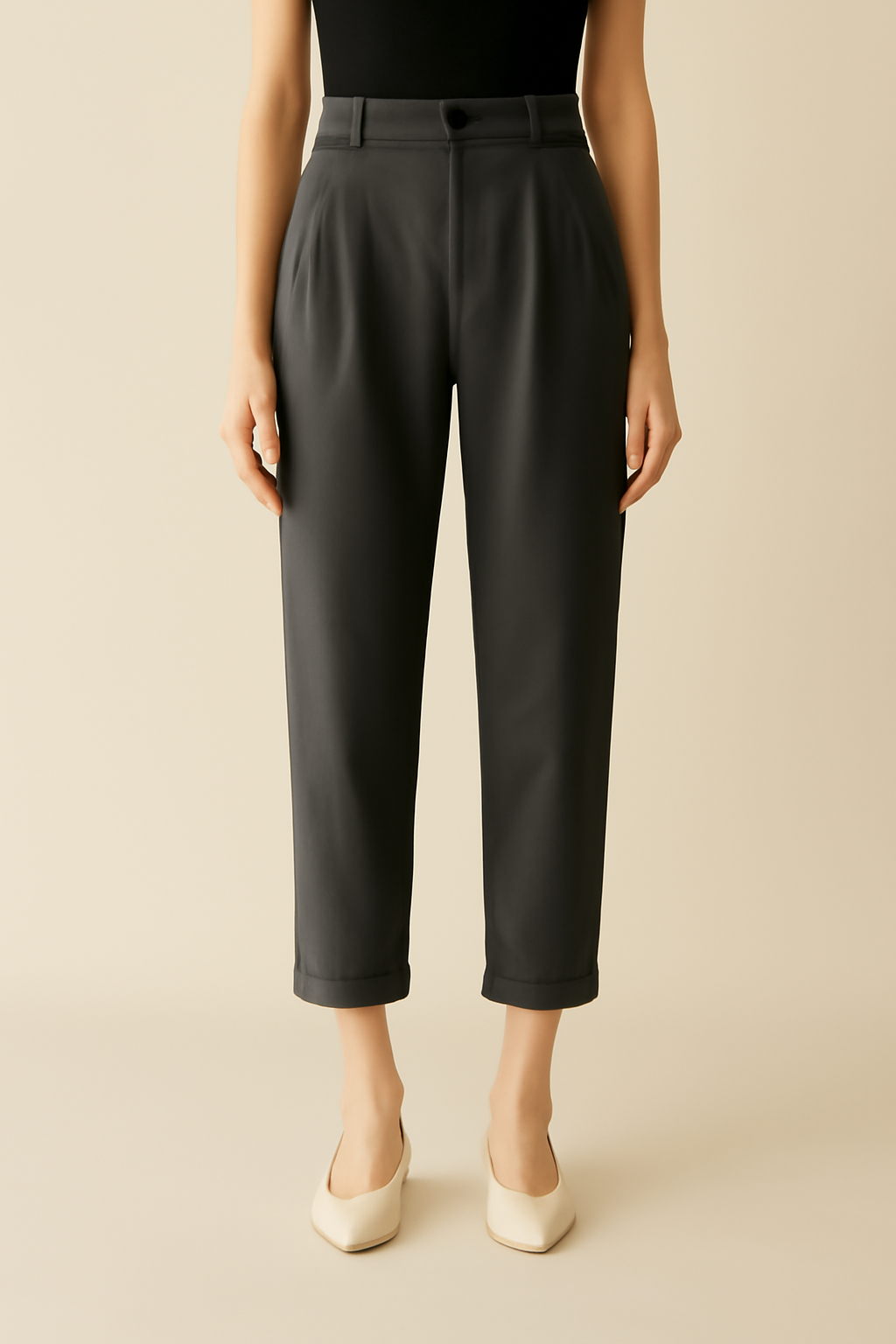 Coastal Cropped Organic Pleated Trousers