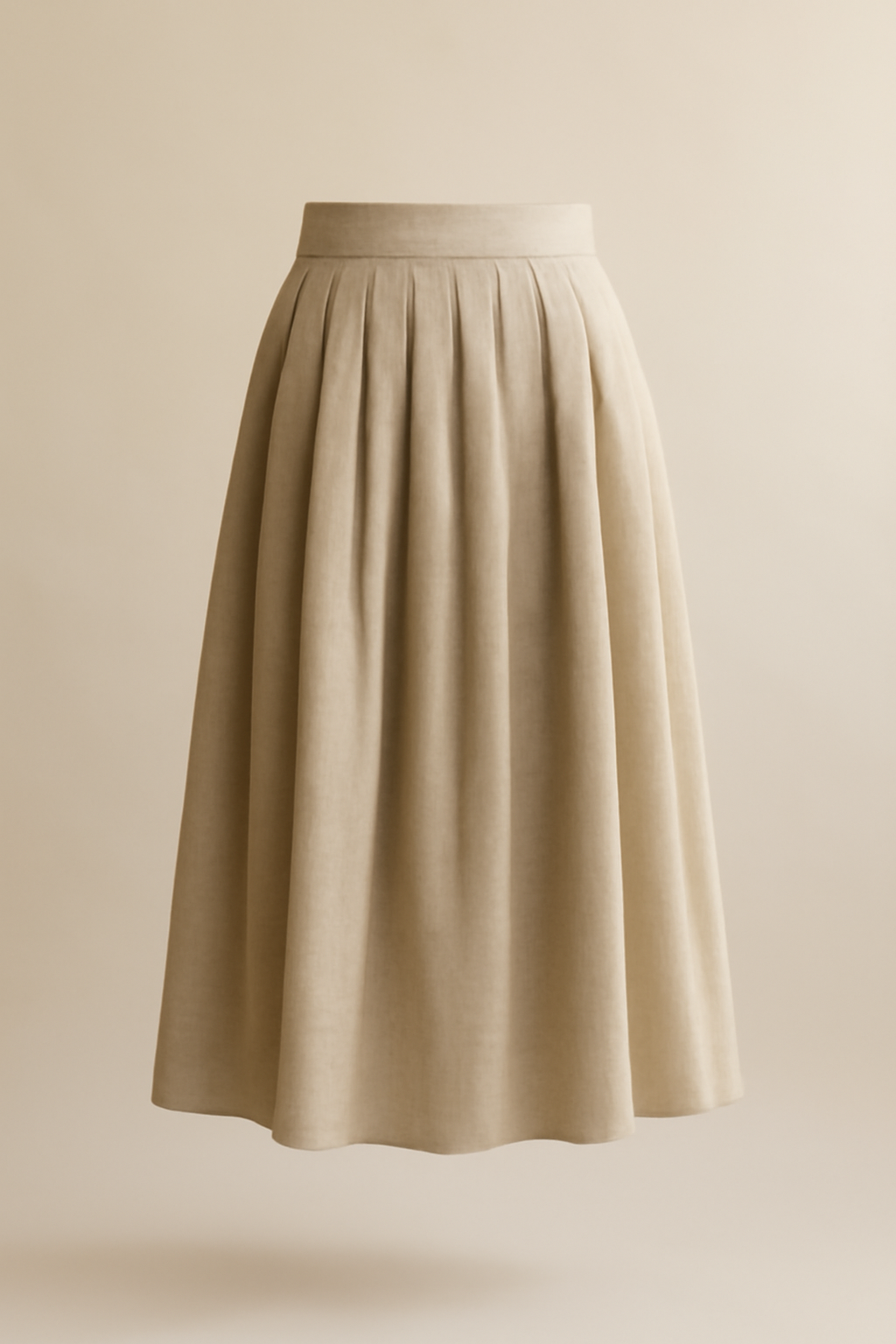 Coastal High-Waisted Linen Pleated Skirt