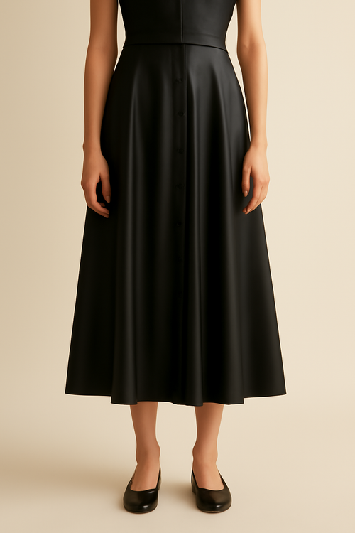 Comporta Button-Front Viscose Pleated Skirt