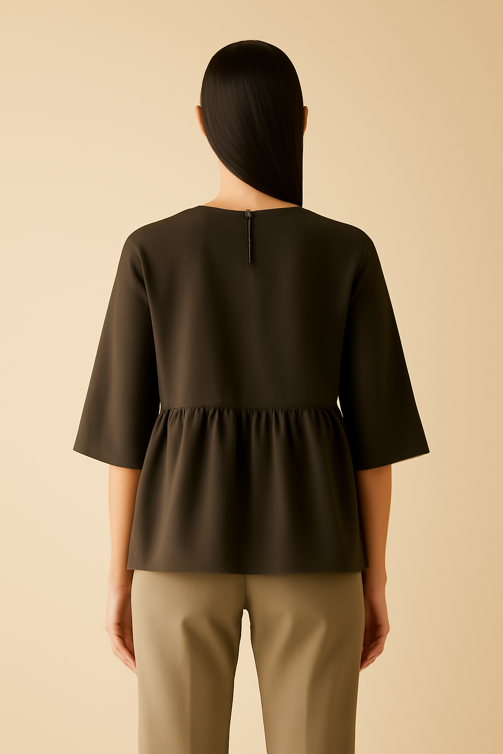 Comporta Puff-Sleeve Linen Flounce Blouse