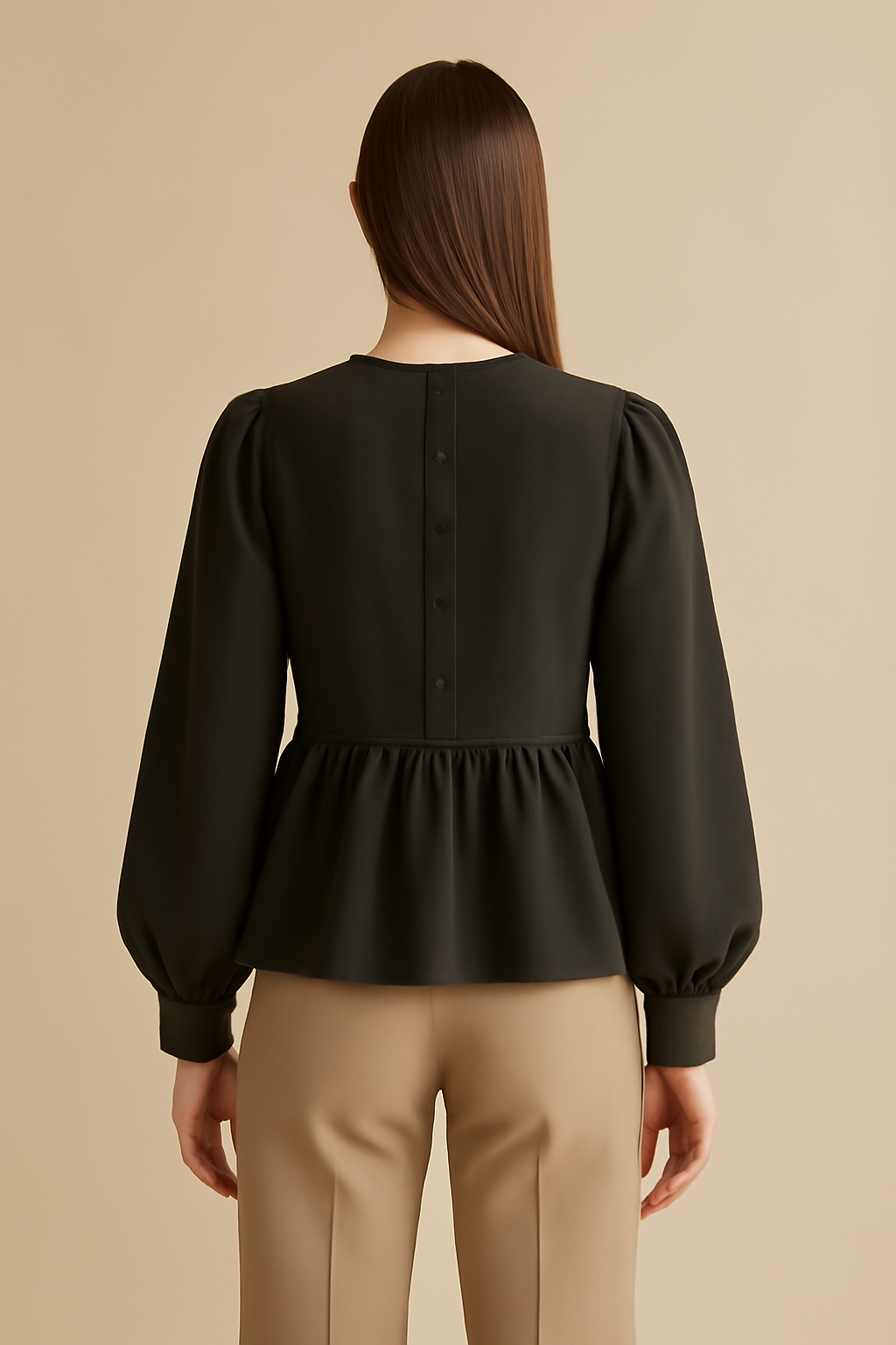 Comporta Puff-Sleeve Linen Flounce Blouse
