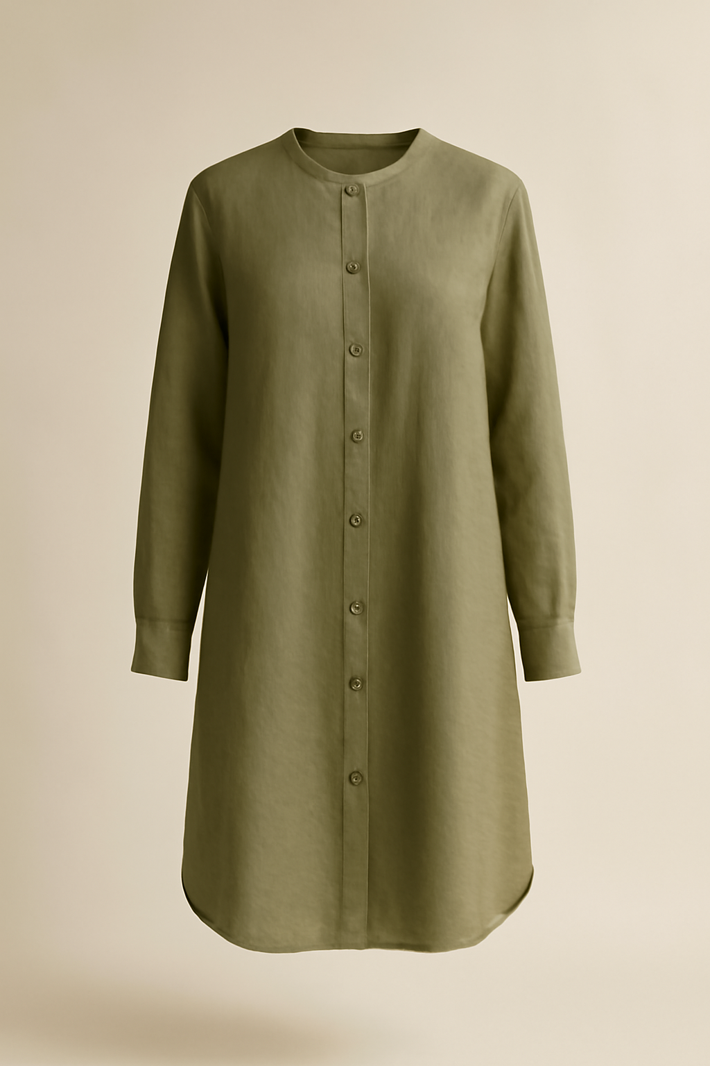 Comporta Round-Neck Linen Shirt Dress
