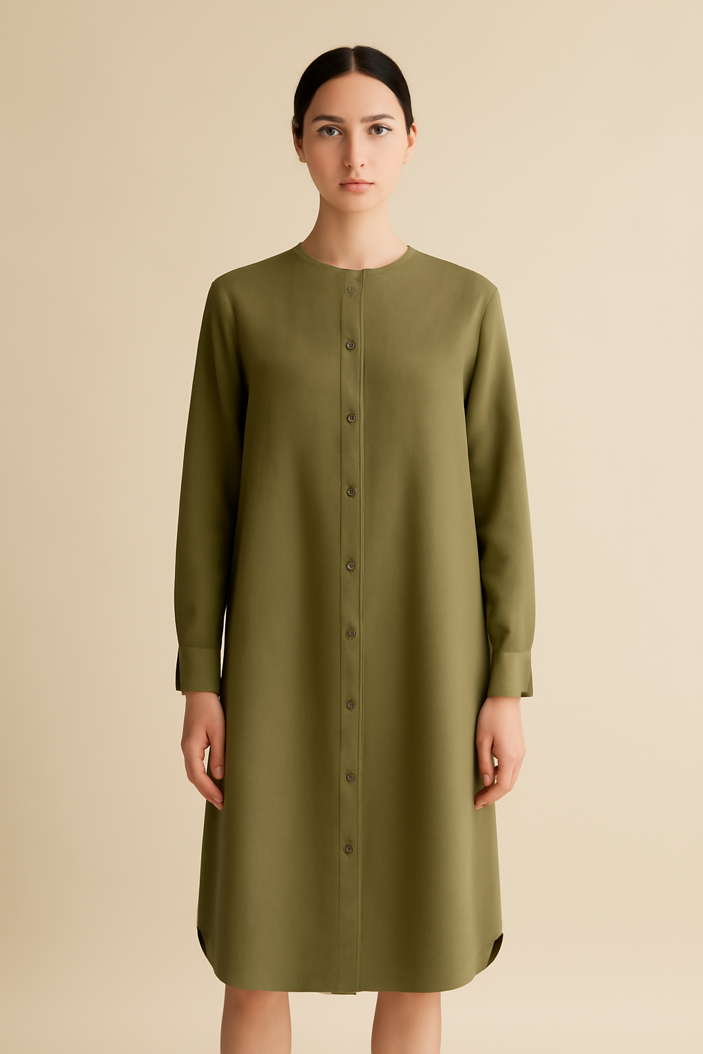 Comporta Round-Neck Linen Shirt Dress