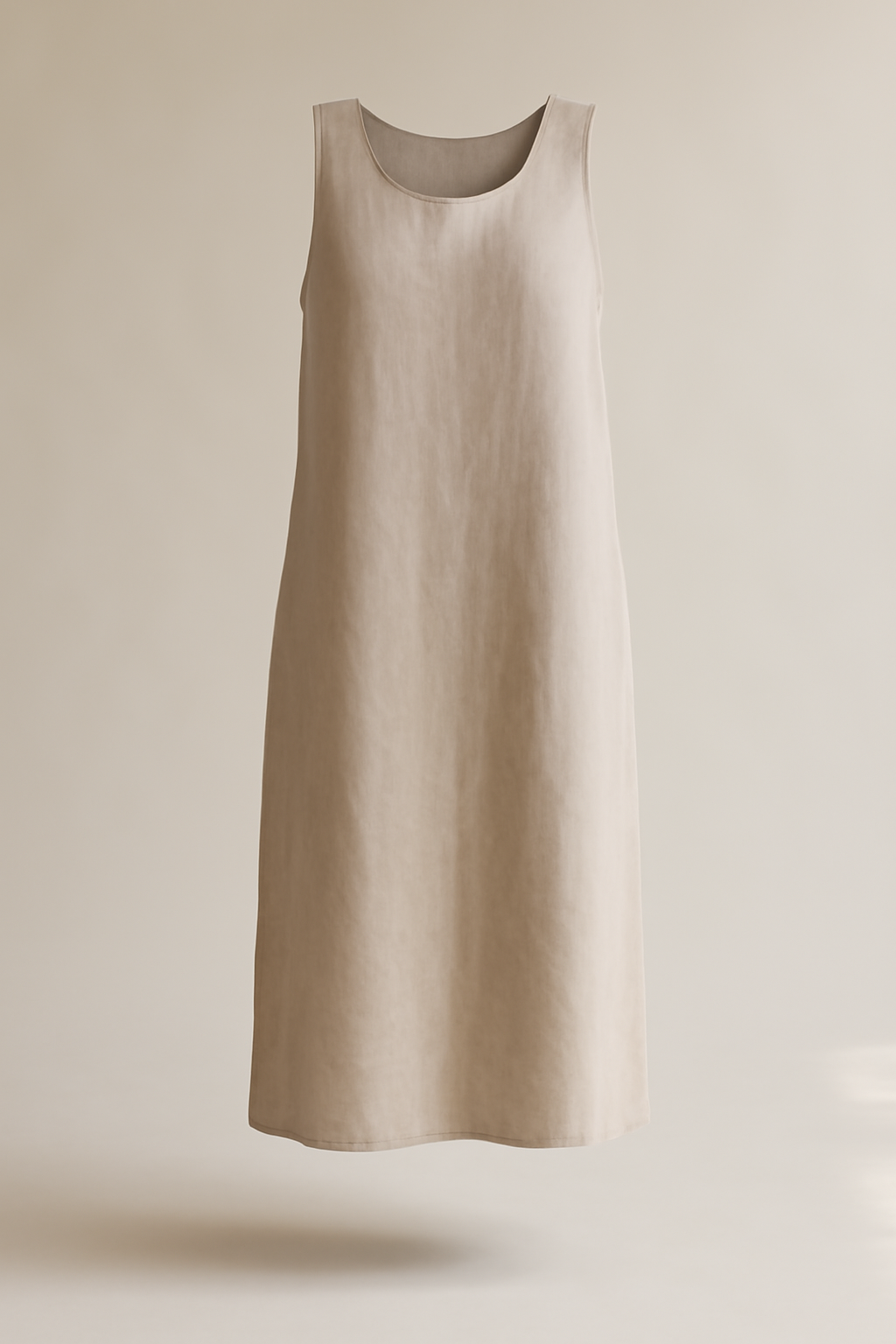 Comporta Round-Neck Linen Slip Dress