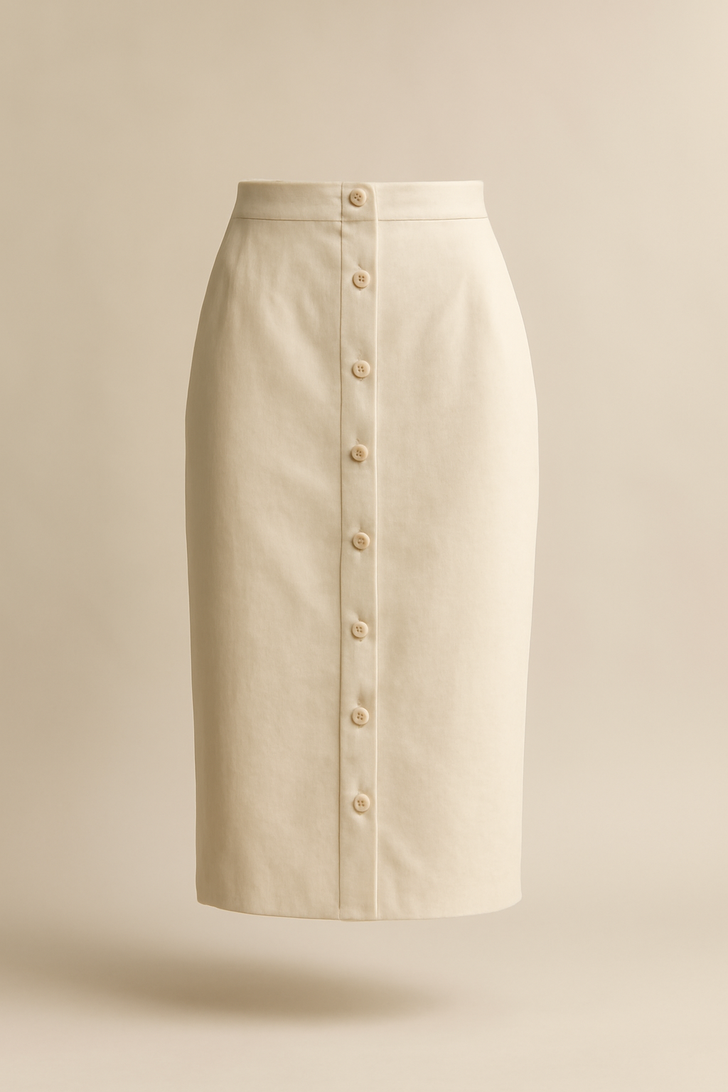 Cove Button-Front Cotton Pencil Skirt