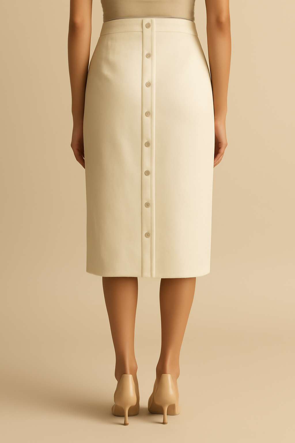 Cove Button-Front Cotton Pencil Skirt