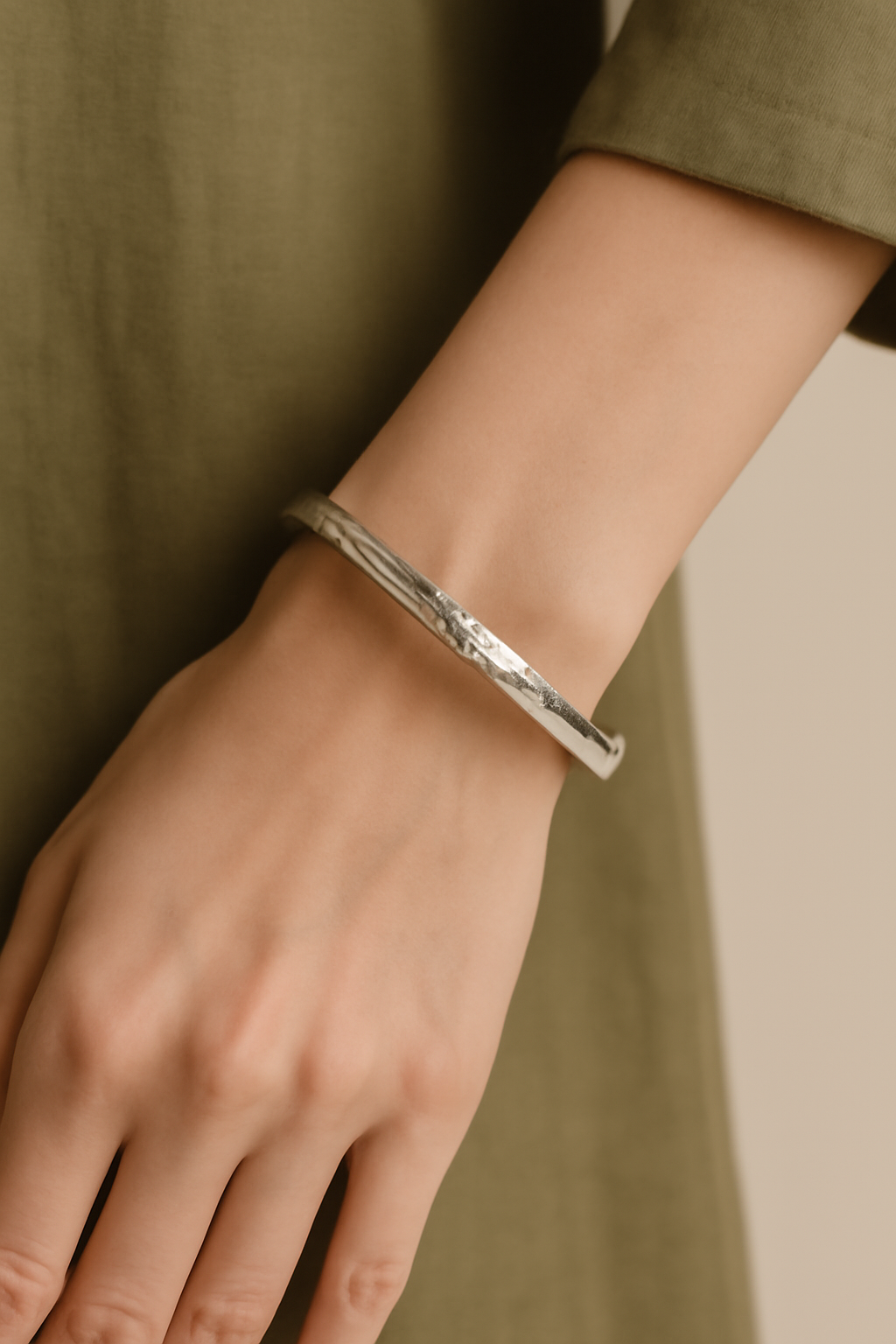 Cove Hammered Silver Bracelet